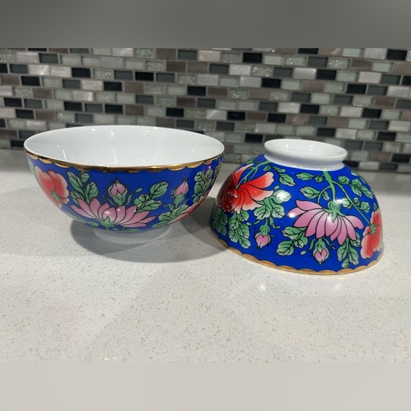 Floral Blue Ceramic Bowls/2pieces - Picture 7 of 7